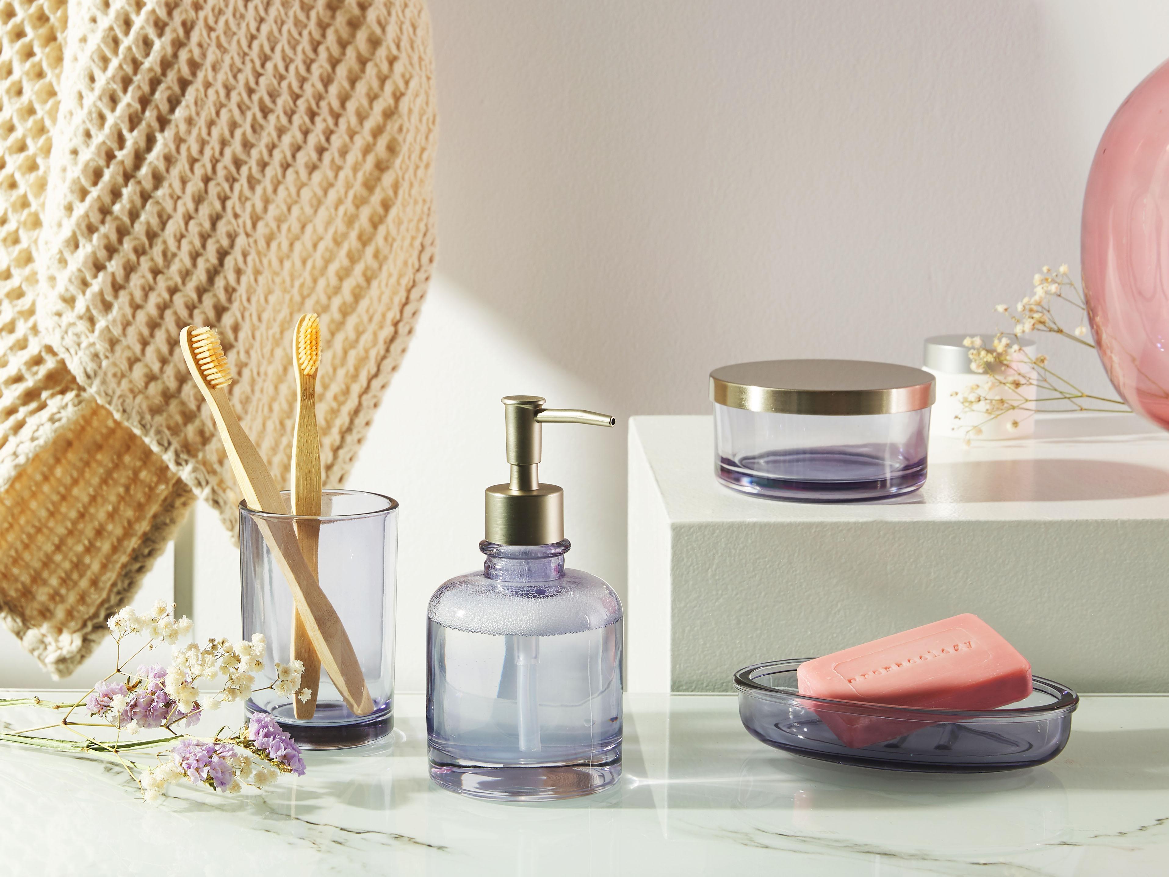 4-Piece Bathroom Accessories Set TELMA Glass Violet