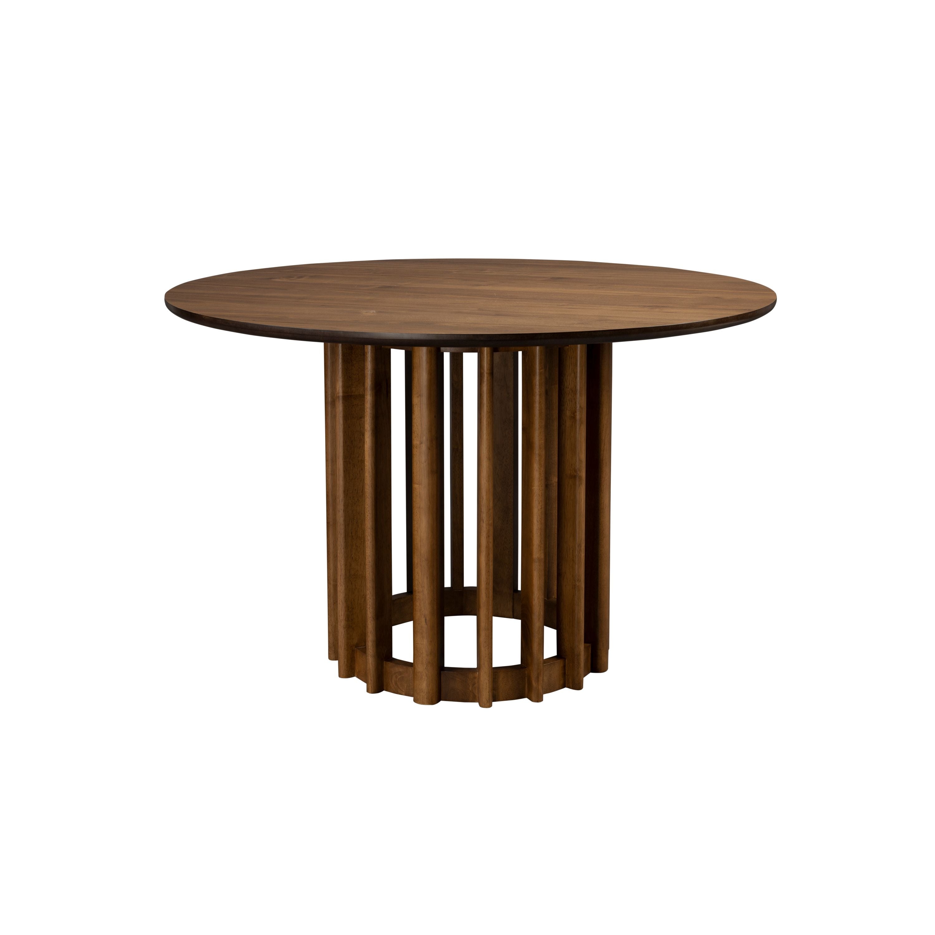 Dutchbone Barlet Eettafel Rond 120 cm Hout Walnoot - Bruin