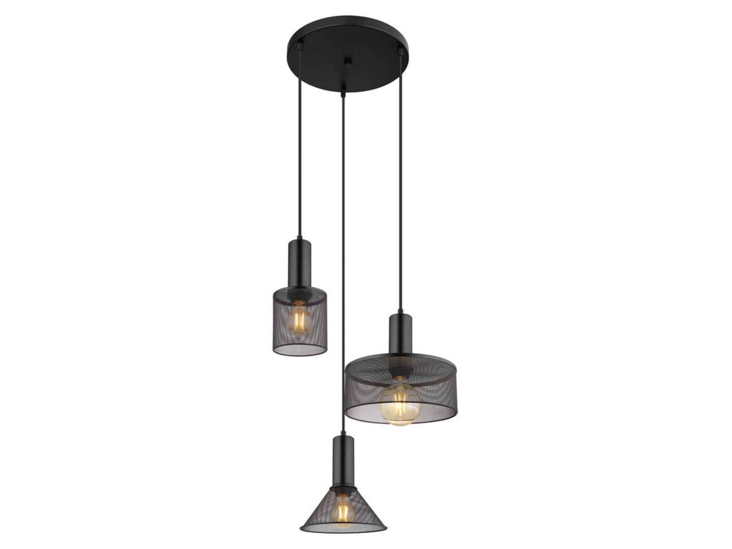 Lampa wisząca Jedd 3-punktowa metalowa czarna