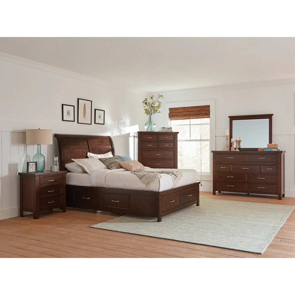 Maeve Pinot Noir 4-piece Bedroom Set with 2 Nightstands and Dresser