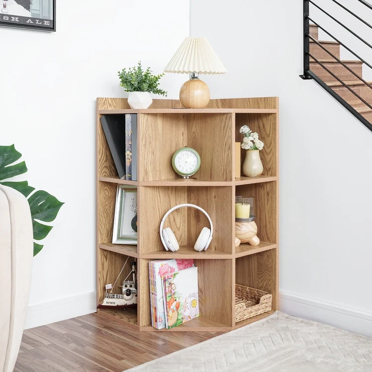 Corner Cabinet with USB Ports and Outlets Corner Cube Storage for Small Space Wooden Storage Cabinet