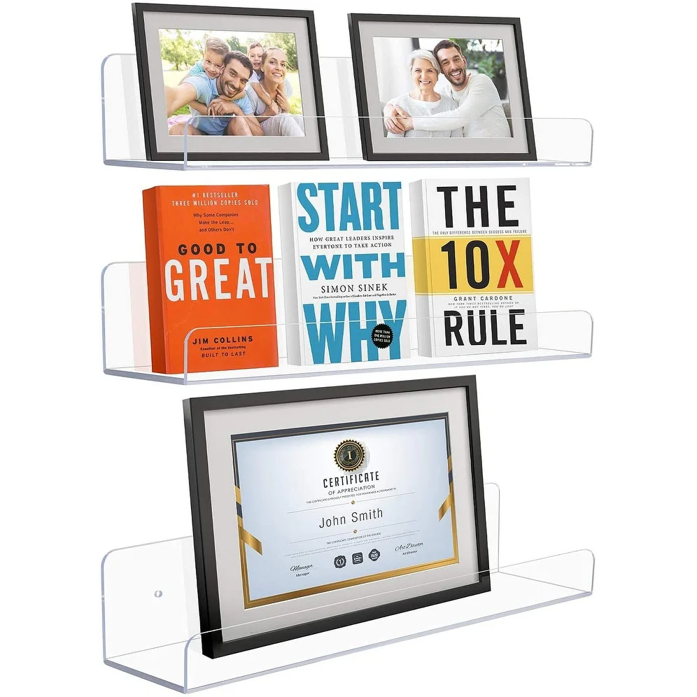 Acrylic Wall Ledge Floating Shelf Rack Organizer Invisible Decor Style