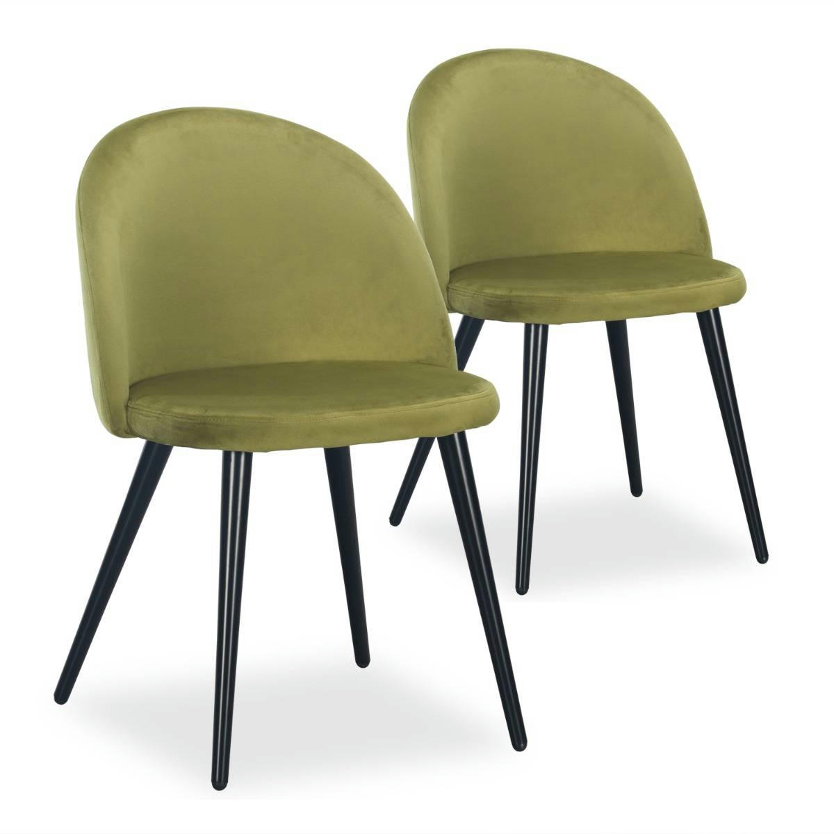 MAURY - Lot de 2 chaises velours kaki