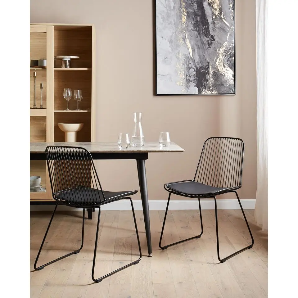 PENSACOLA - Eetkamerstoel set van 2 - Zwart - Metaal