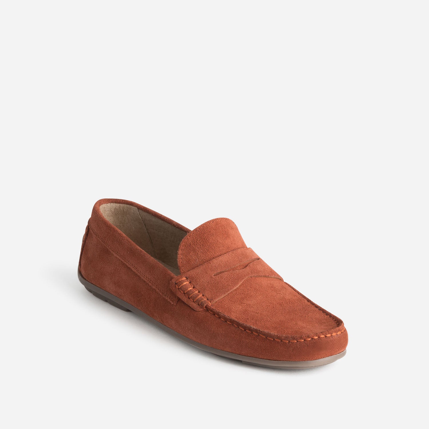 Mocassin rouge orangé éco-conçu en cuir velours