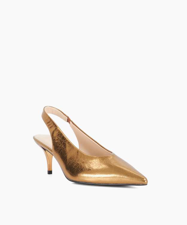 Cyra Bronze - Sling-Back Mid Height Open Court Shoes