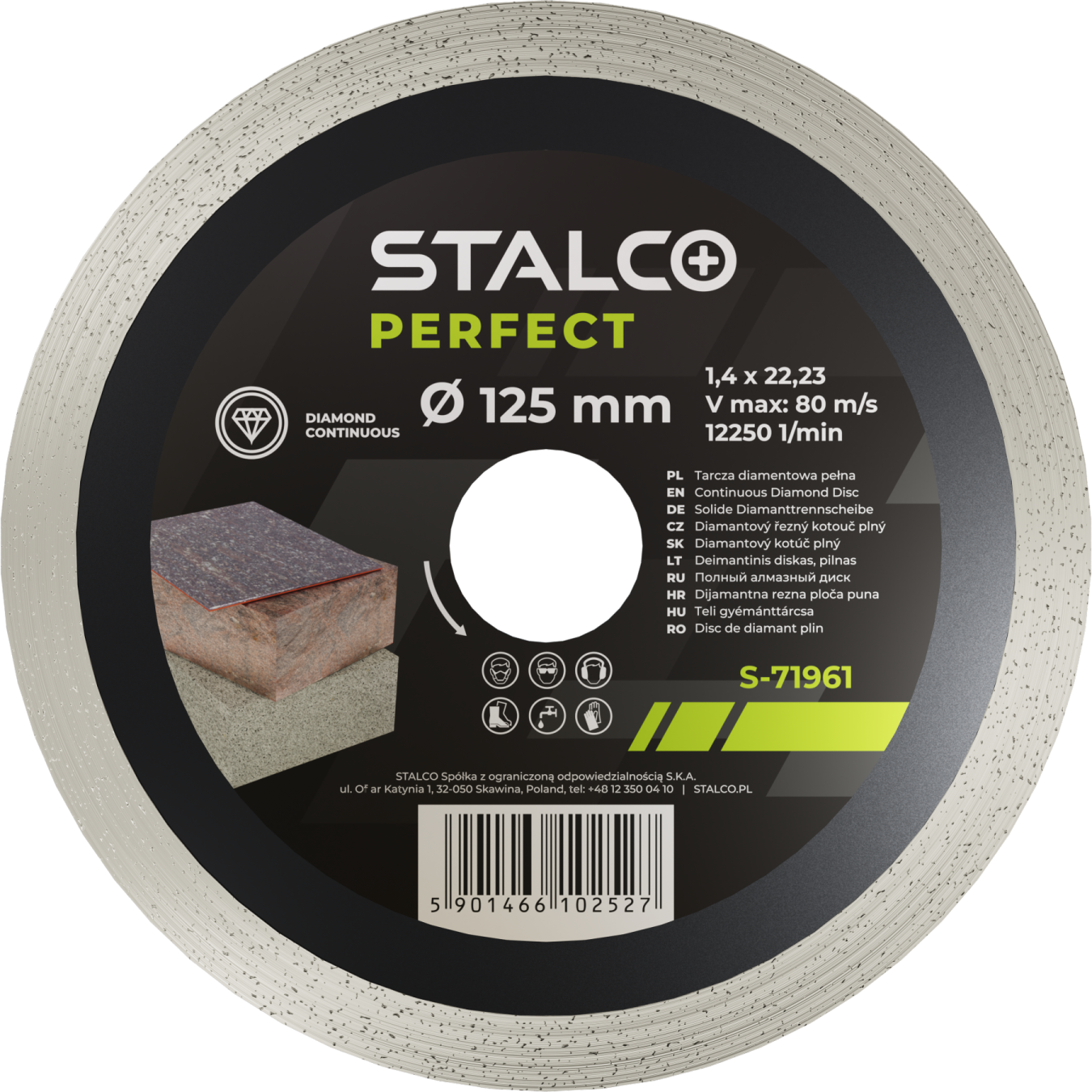 Tarcza diamentowa pełna ø 115 x 1,4 x 22,23 mm STALCO PERFECT S-71959