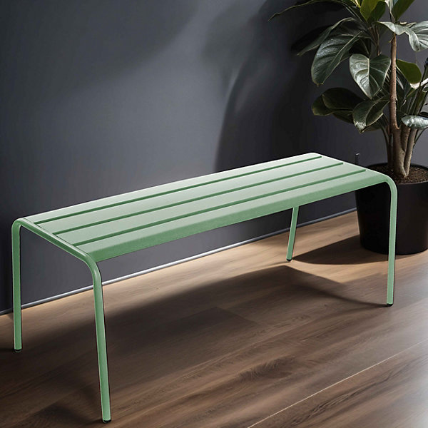Banc d'intérieur en métal vert sauge PalavasOviala