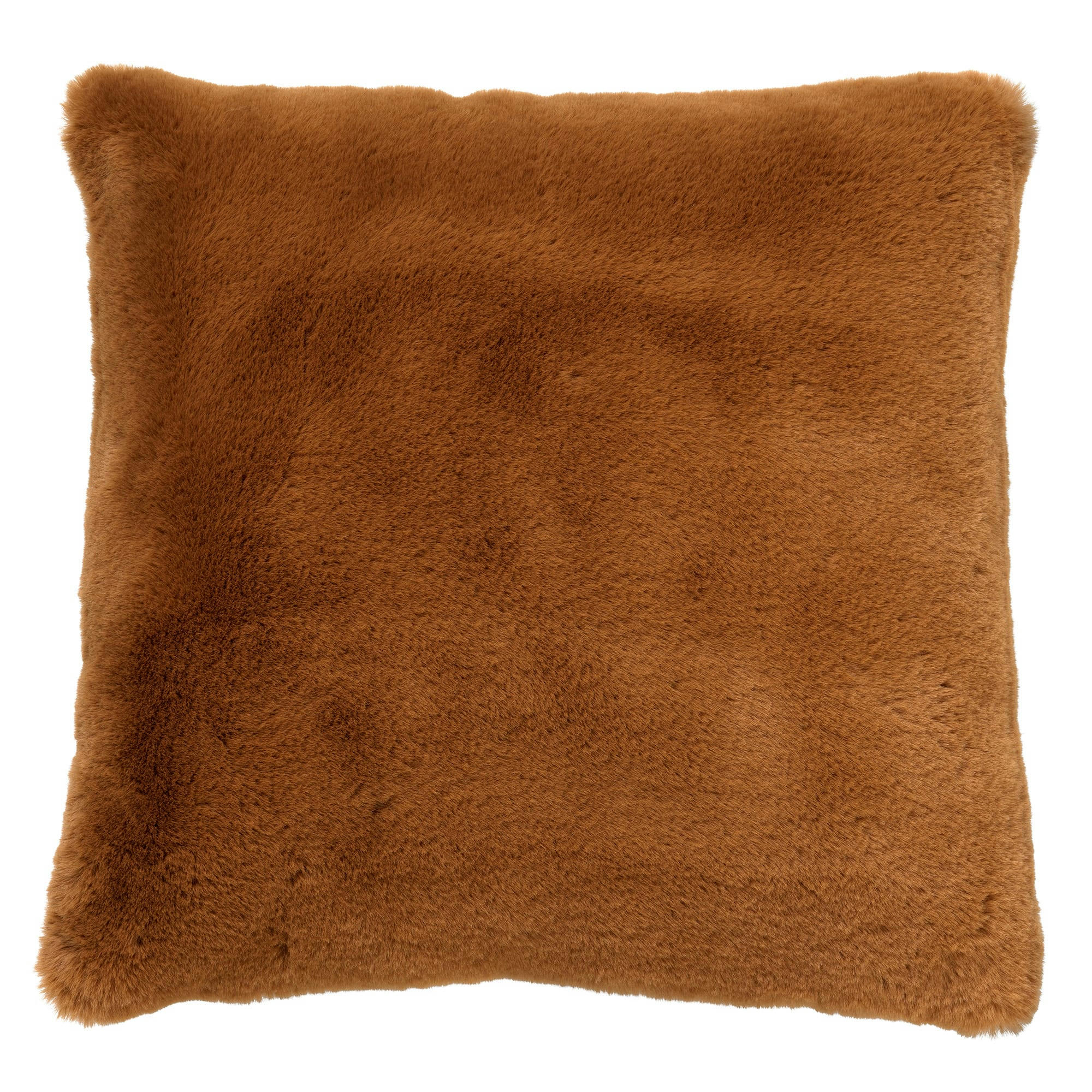 - Housse de coussin marron fausse fourrure-60x60 cm uni