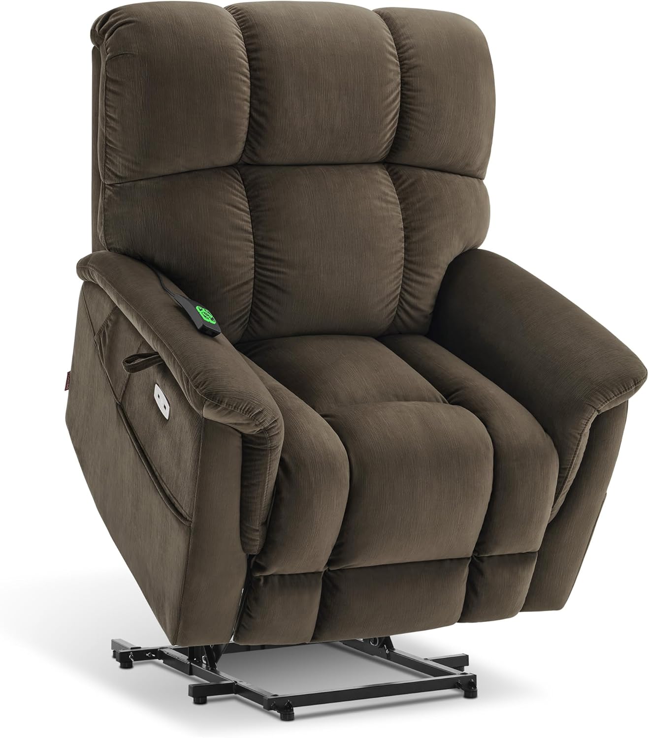 MCombo Large-Wide Dual Motor Power Lift Recliner Chair, Massage and Dual Heating for Elderly People, Infinite Position, Fabric R7166 (Coffee)