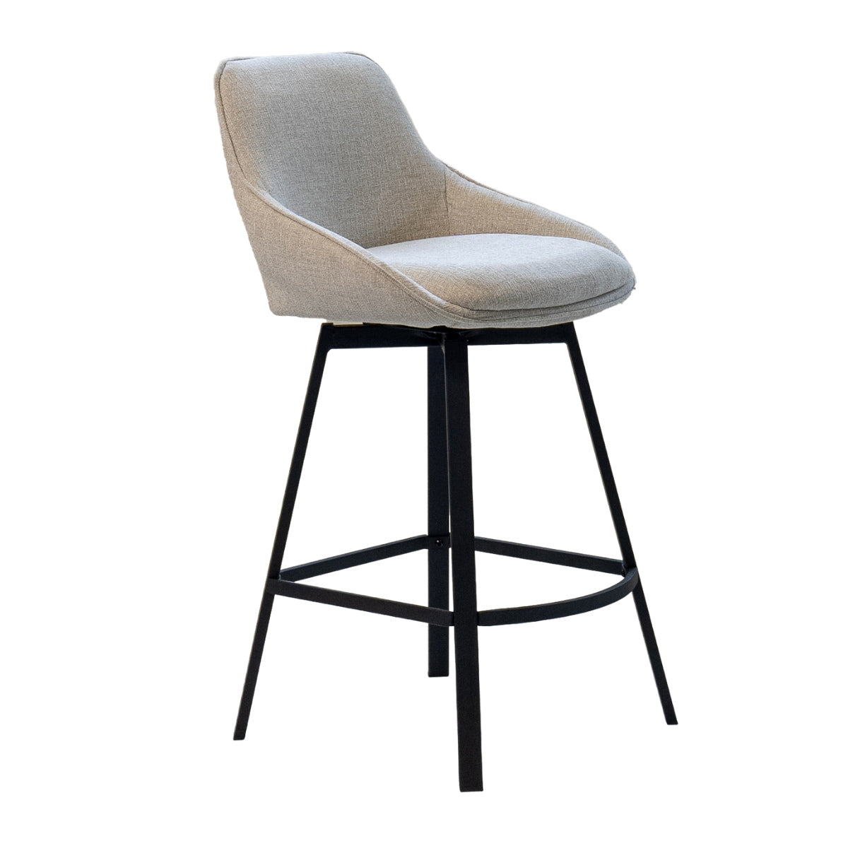 Giga Meubel Barstoel Roos - Stof/Metaal - Beige - Set van 2