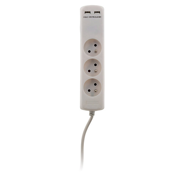 Bloc 3 prises 16A 2P T avec 2 USB - Zenitech