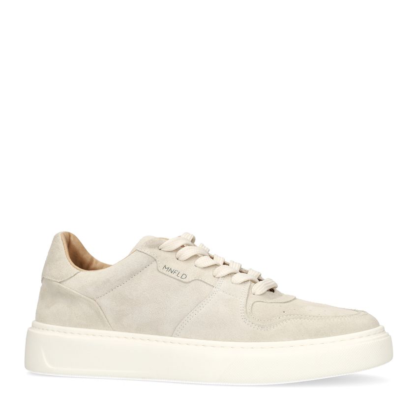Manfield Licht grijze suède sneakers
