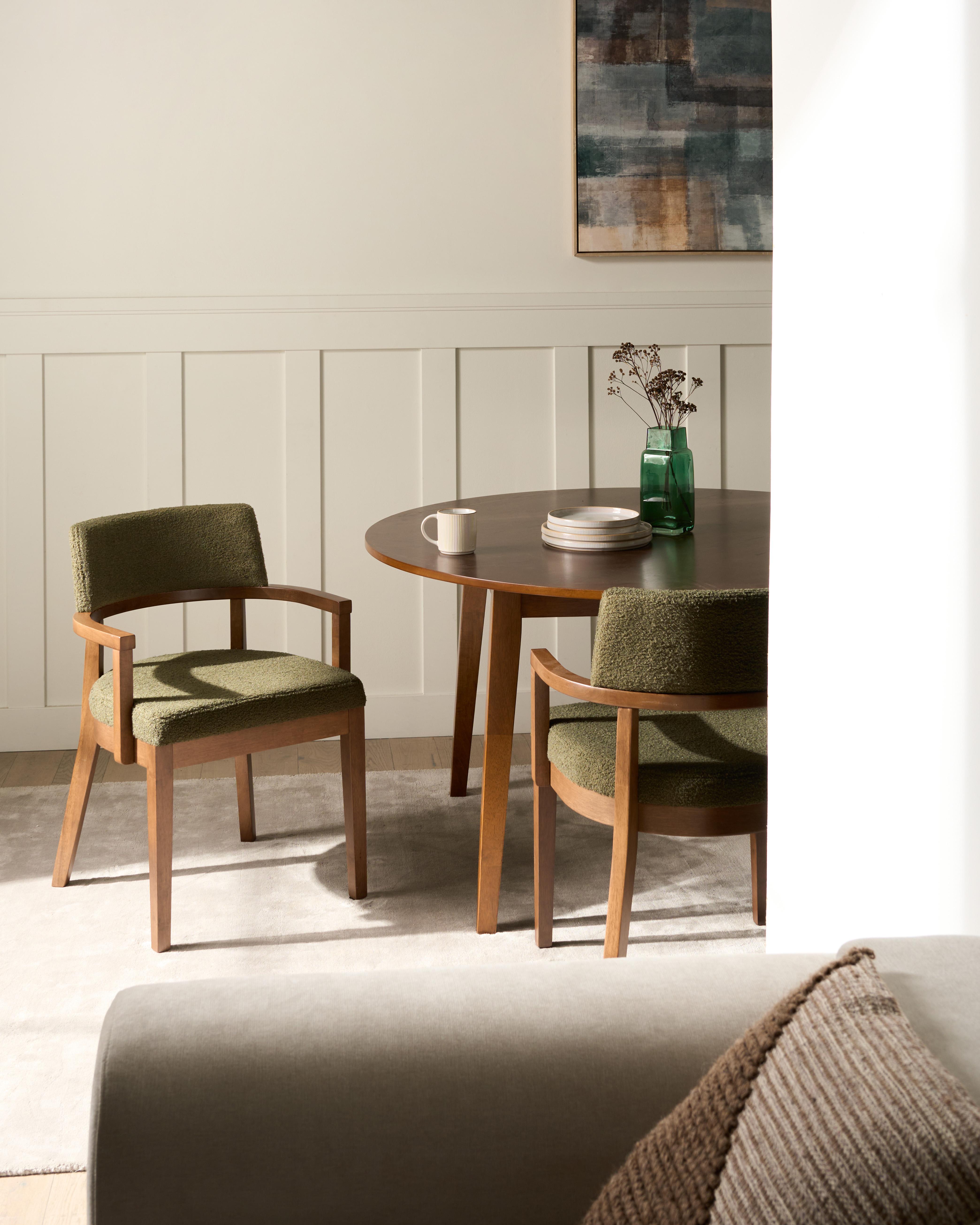 Set of 2 Dining Chairs DALBO Boucle Brown/ Green