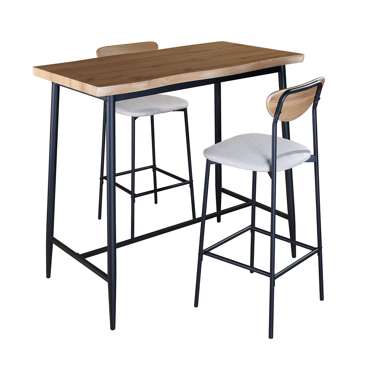 Conjunto de bar URBAN mesa e 2 bancos castanho