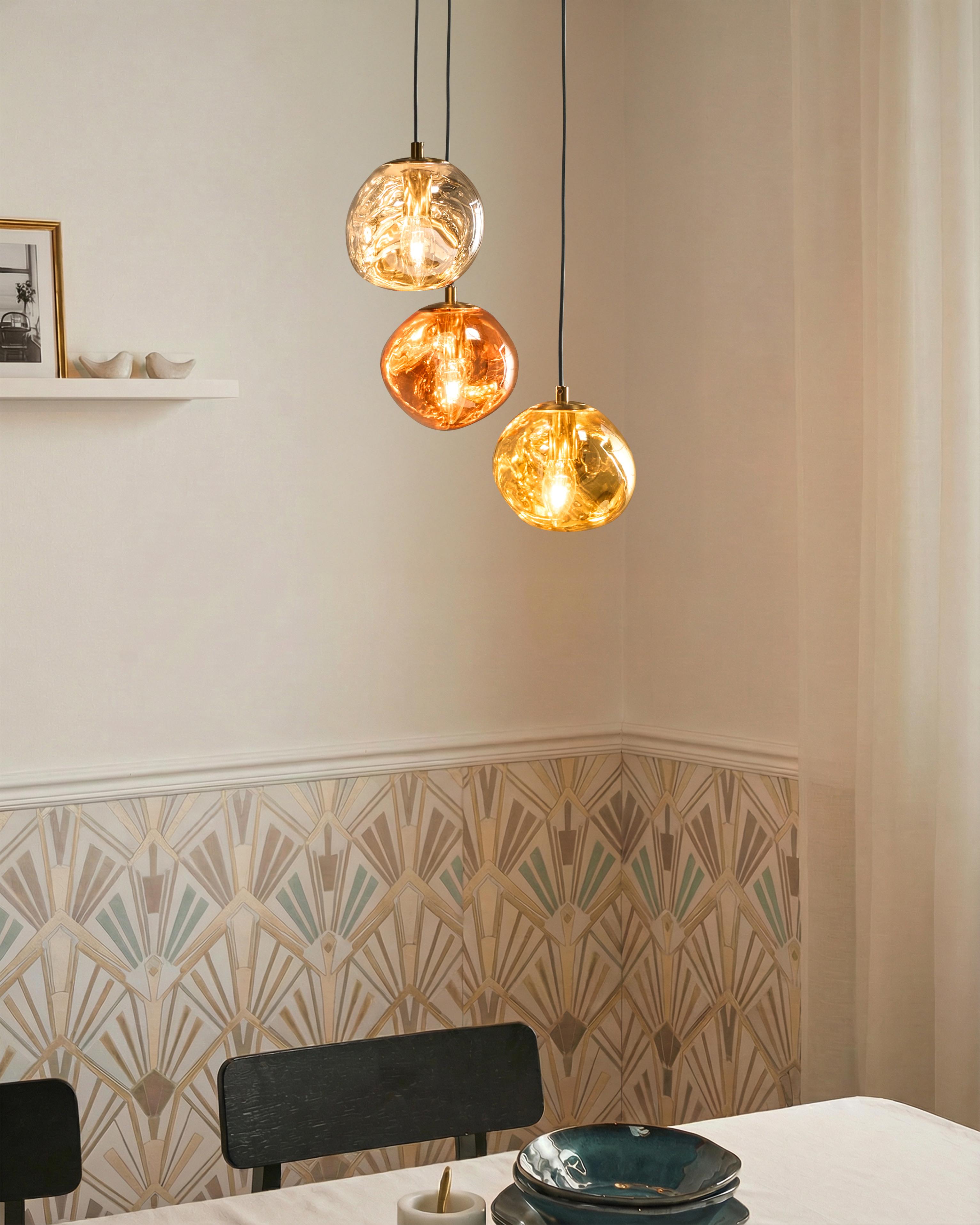 3 Light Pendant Lamp TSHUAPA Glass Multicolour