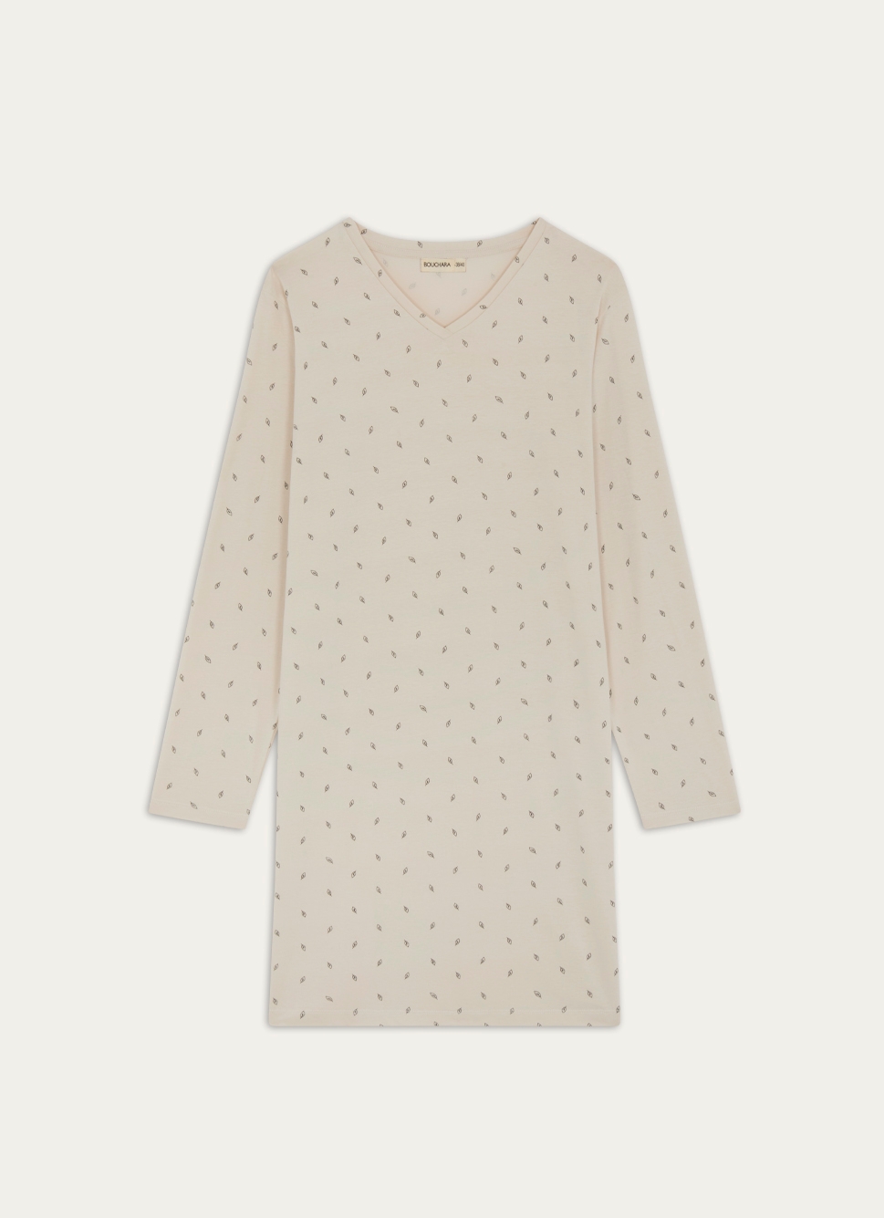 CHEMISE DE NUIT à MANCHES LONGUES LEAF ÉCRU