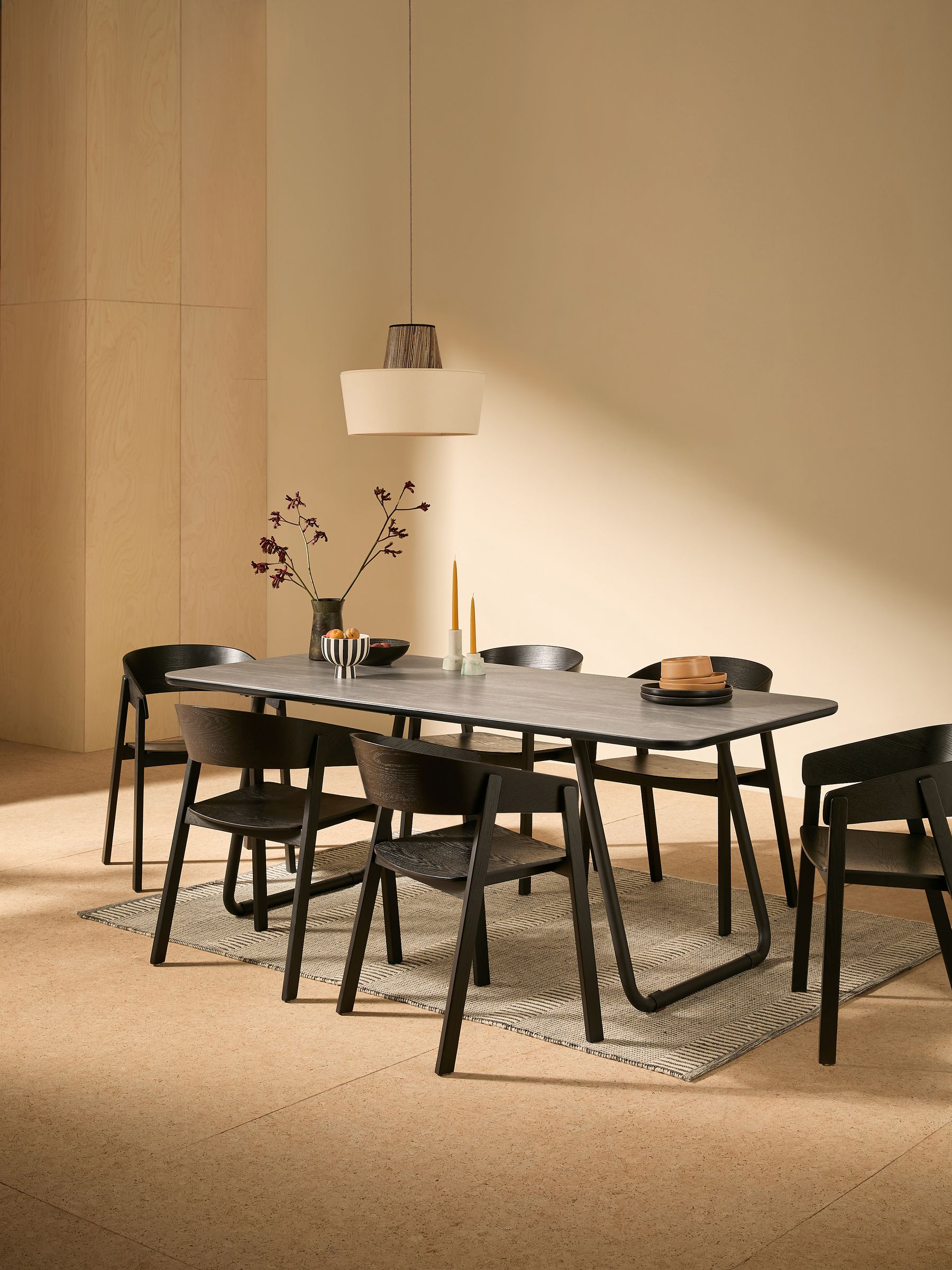 Dwyer Ceramic Marble 8 Seater Fixed Dining Table in Grey