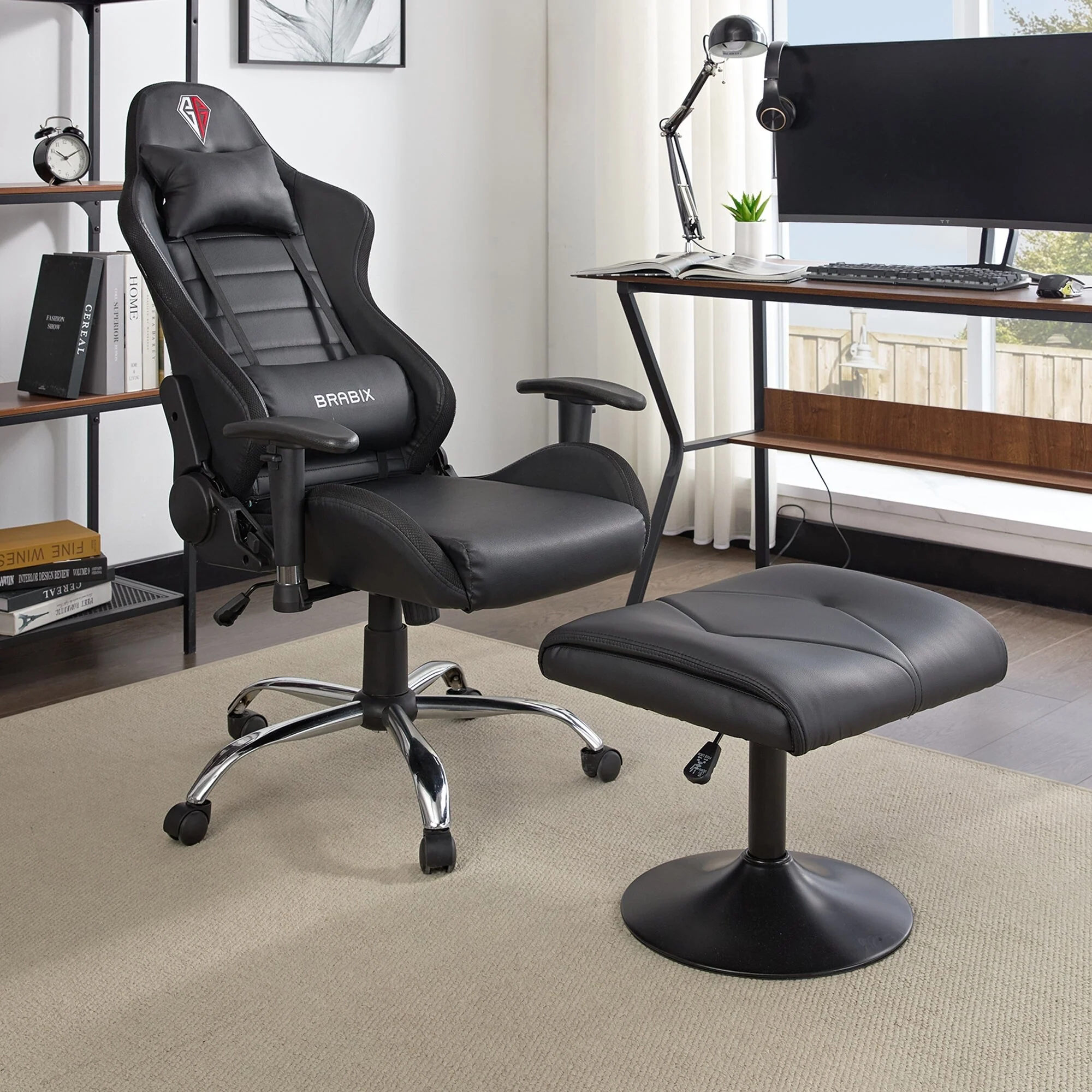 Upholstered Footrest, Height Adjustable Foot Stool, Leather Ottoman Vanity Accent Stools