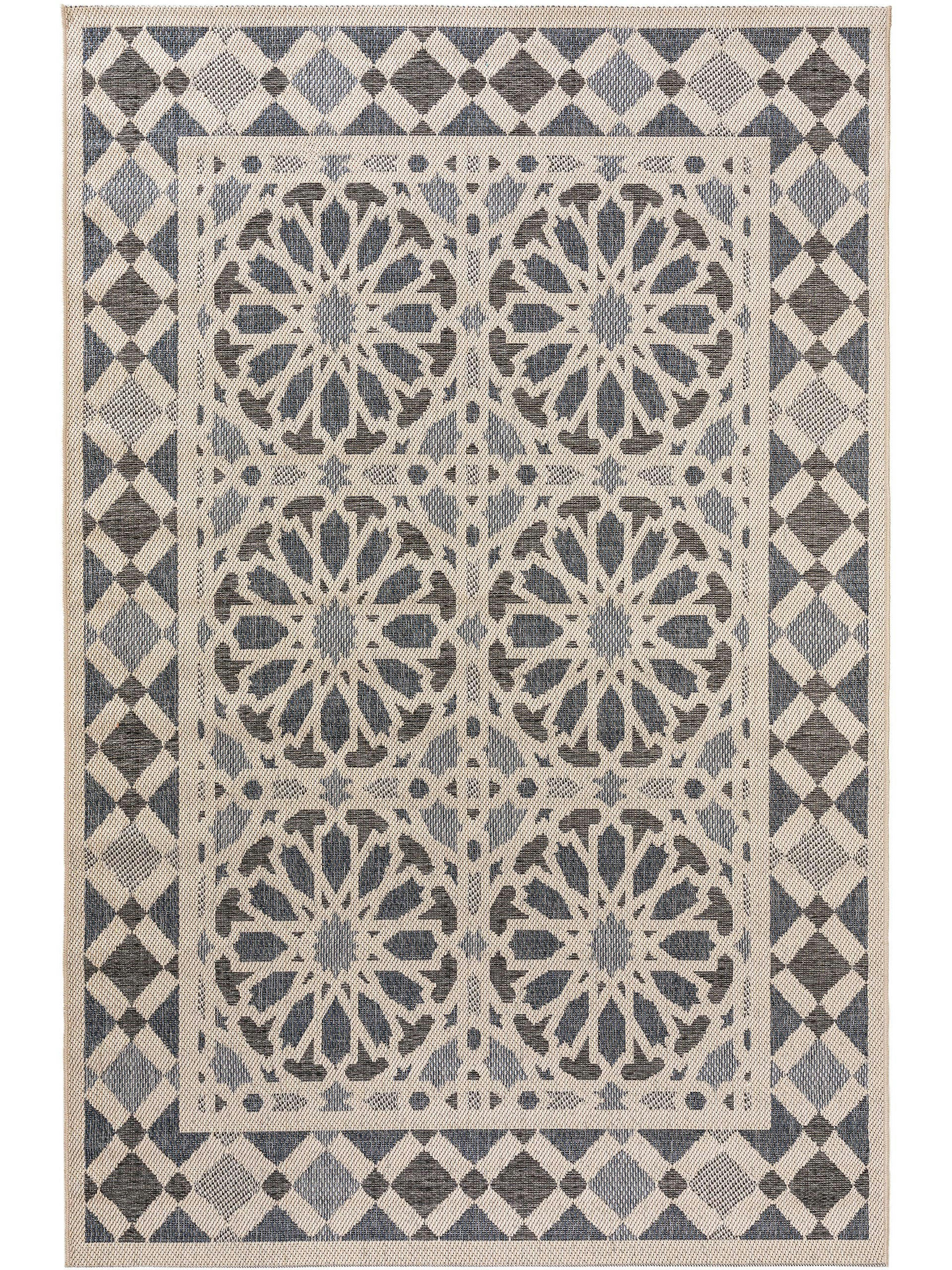 RIVER - Tapis d'extérieur & intérieur beige/bleu 133x190