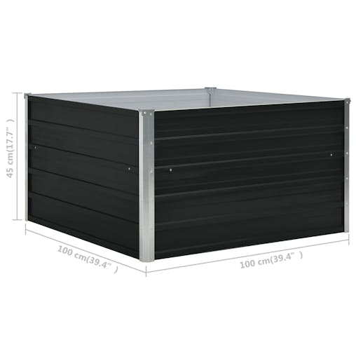 NNEVL Raised Garden Bed 100x100x45 cm Galvanised Steel Anthracite
