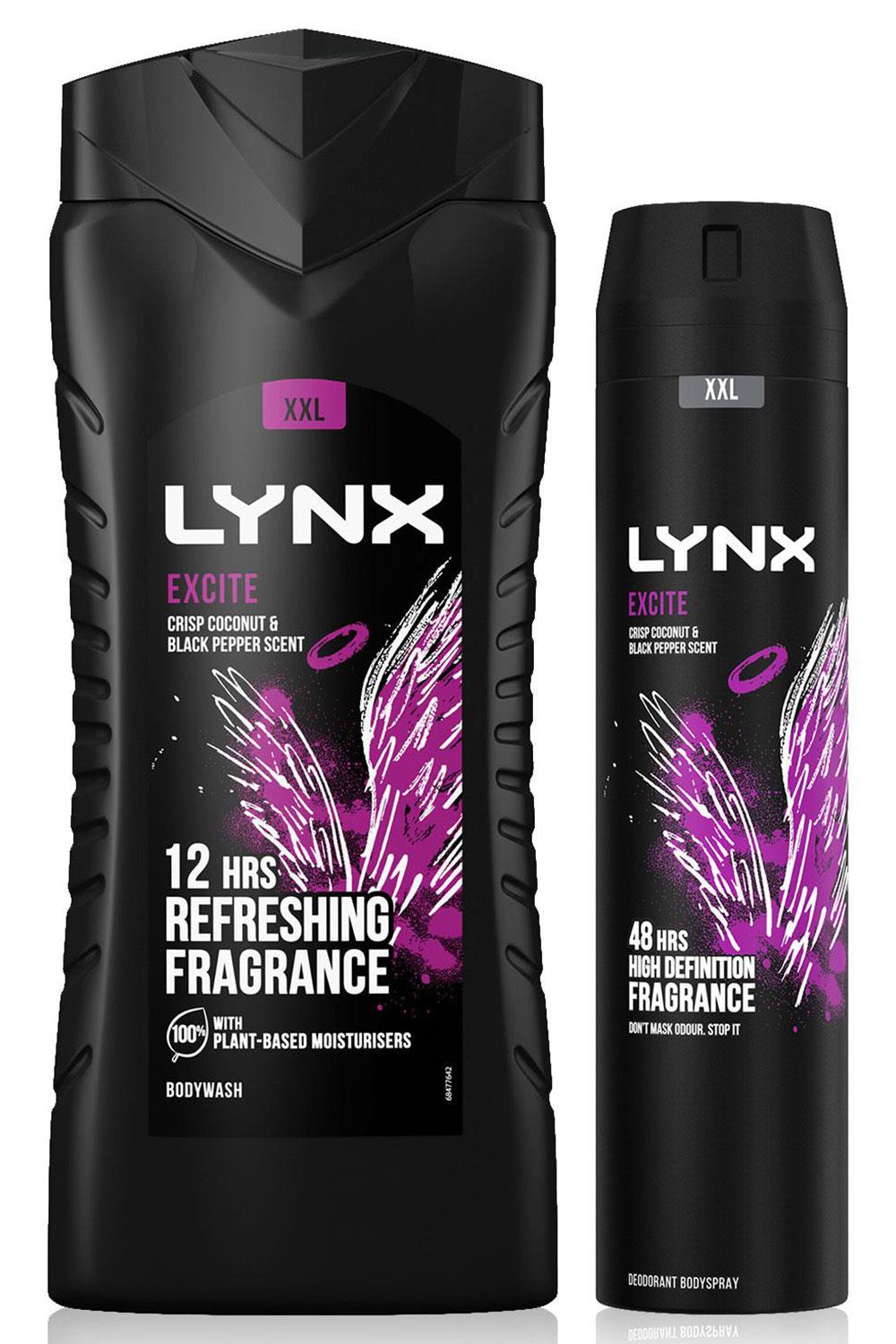 Lynx Excite Shower Gel 500ml, 6 Pack with Body Spray 250ml, 6 Pack