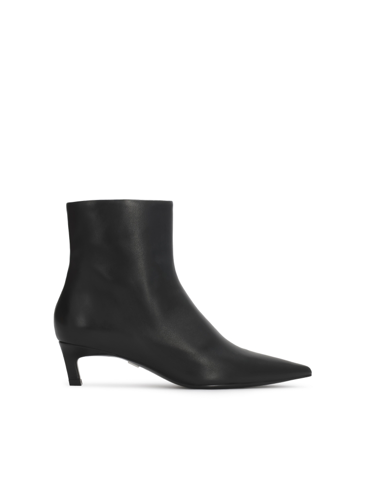Minimalist leather kitten heeled boots
