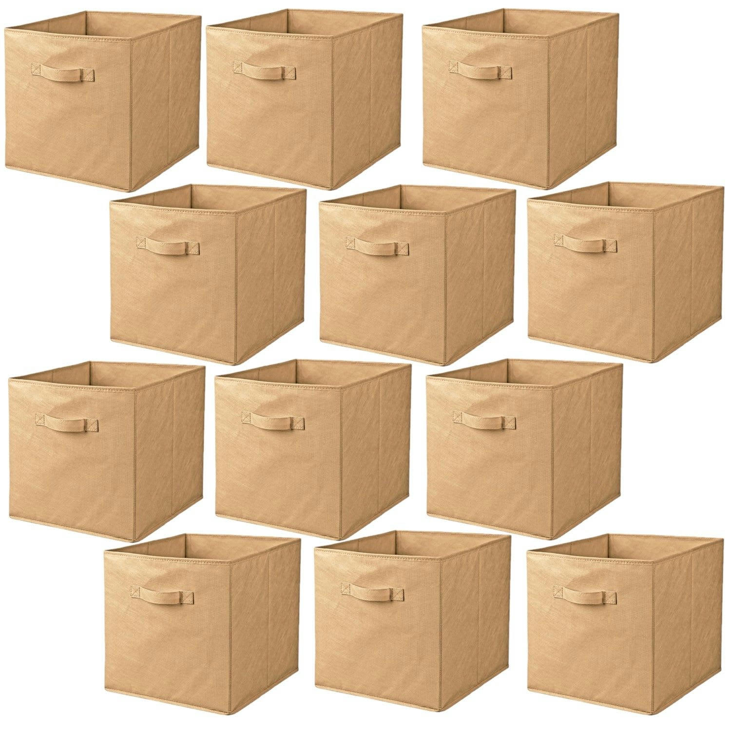 - Lot de 12 cubes de rangement pliables en tissus avec poignée rose