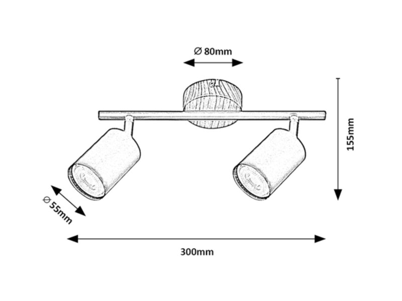 Spot listwa dąb-czarny Edmund 2xGU10x10W wym:13x5,5x5,5cm IP20 Rabalux