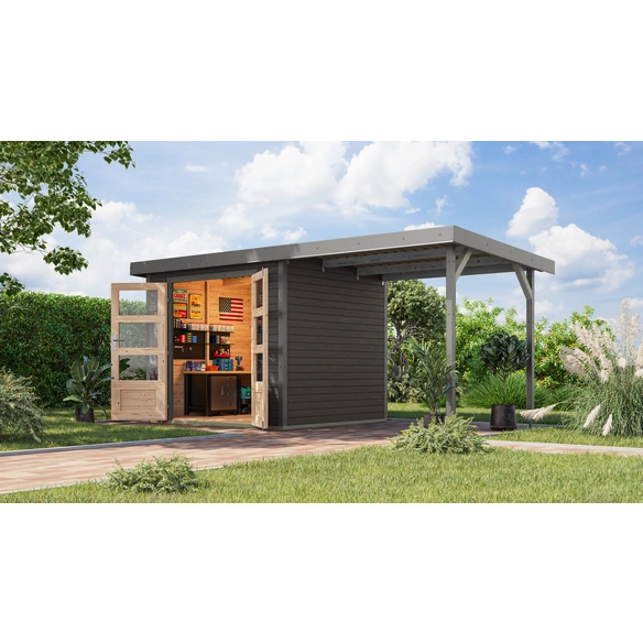 Gartenhaus »Osterby 3 B«, BxHxT: 488 x 209 x 213 cm (Außenmaße inkl. Dachüberstand), Wandstärke 19 mm