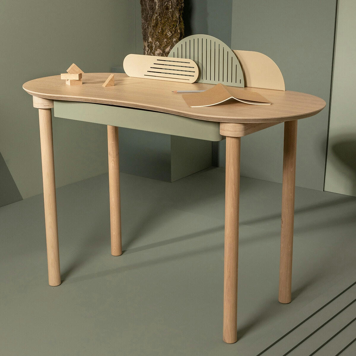 Bureau chêne et métal acier