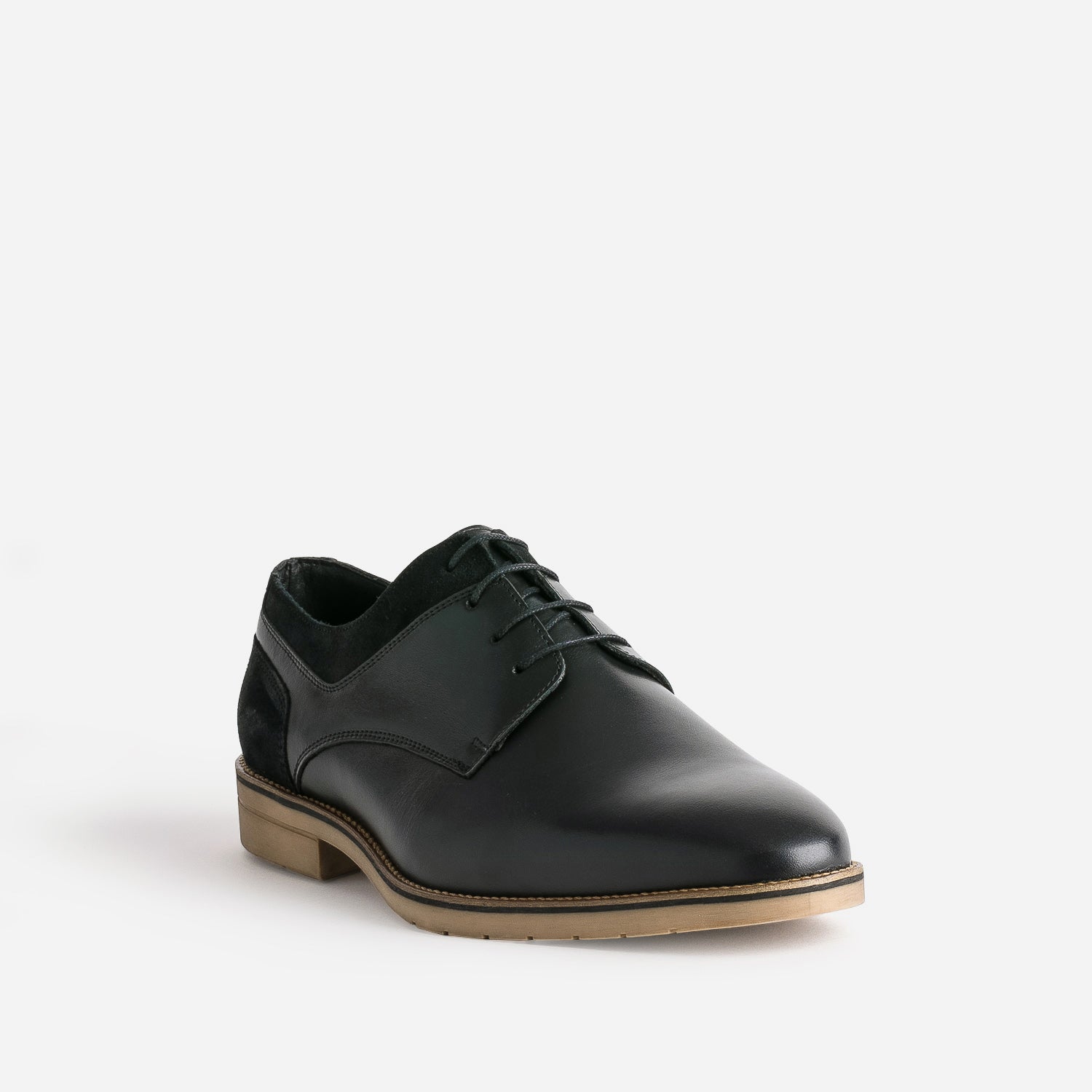 Derby noir cuir détails cuir velours