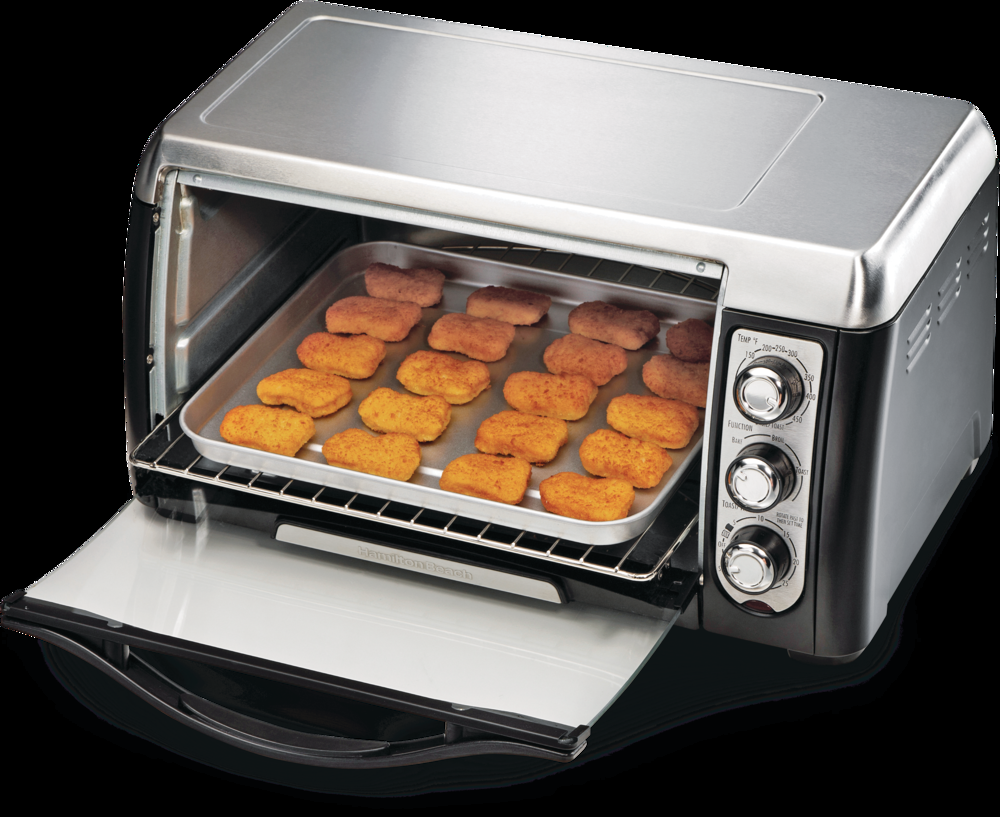 Hamilton Beach Easy-Reach Convection Toaster Oven w/ 3 Functions, Stainless Steel, 6-Slices