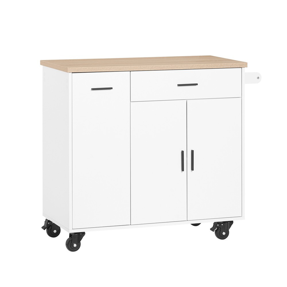 SoBuy Wózek kuchenny z 2 szufladami 46x95x91.4cm Nowoczesny FKW126-NW