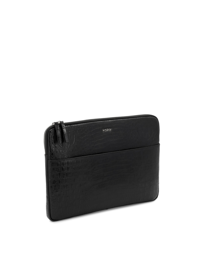 Embossed leather laptop bag