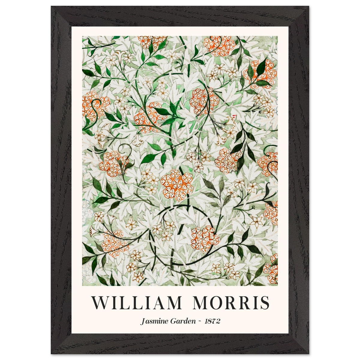 Artfulprints Poster met Lijst William Morris - Jasmine garden  - A4 21x29.7 cm - Groen