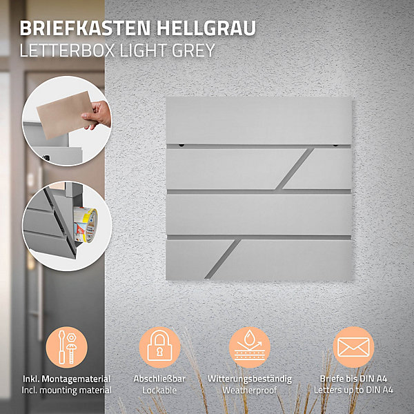 Boîte aux lettres gris clair avec support sur pied argent en acier inoxydable