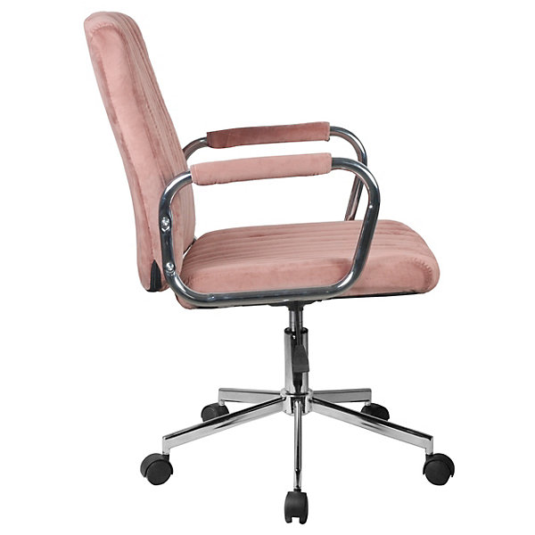 Chaise pivotante à roulettes velour AKORD FD24 Rose