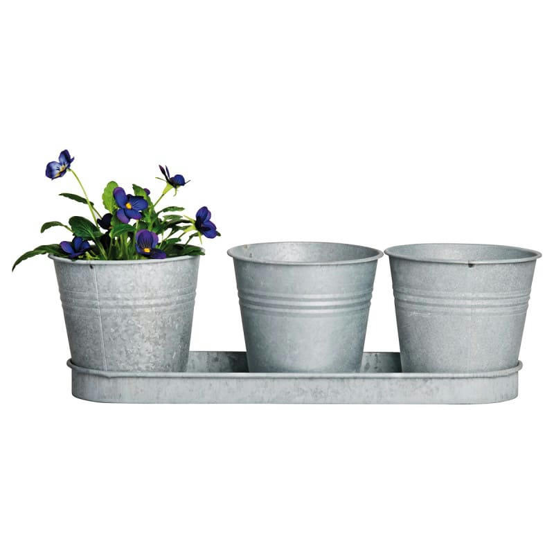 - Set 3 pots de fleur en zinc