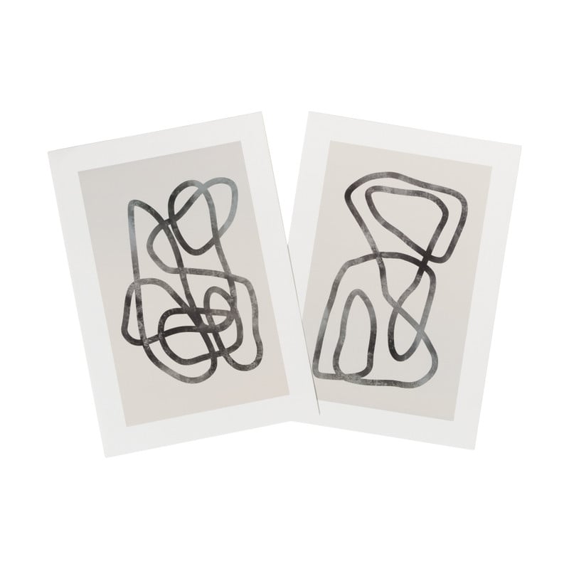 Poster abstract 2 - beige/zwart - 13x18 cm