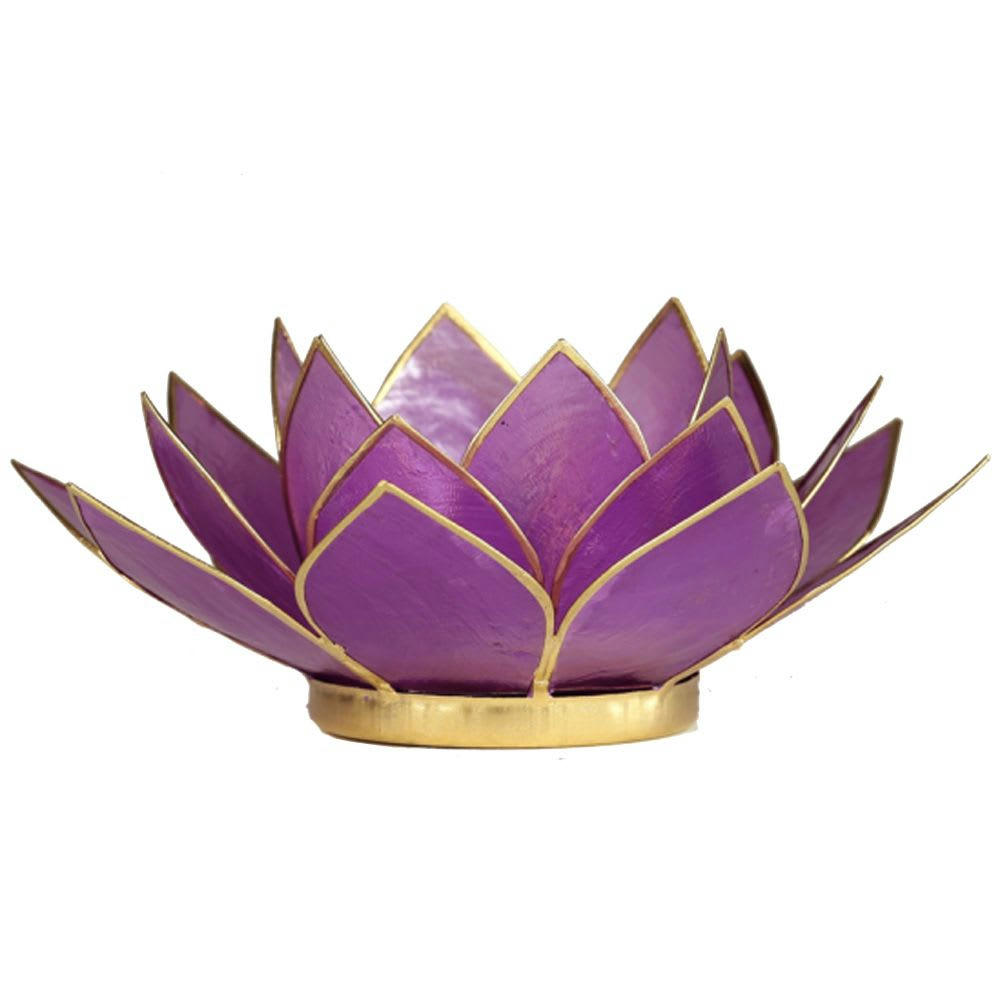 - Porte bougie fleur de lotus lilas