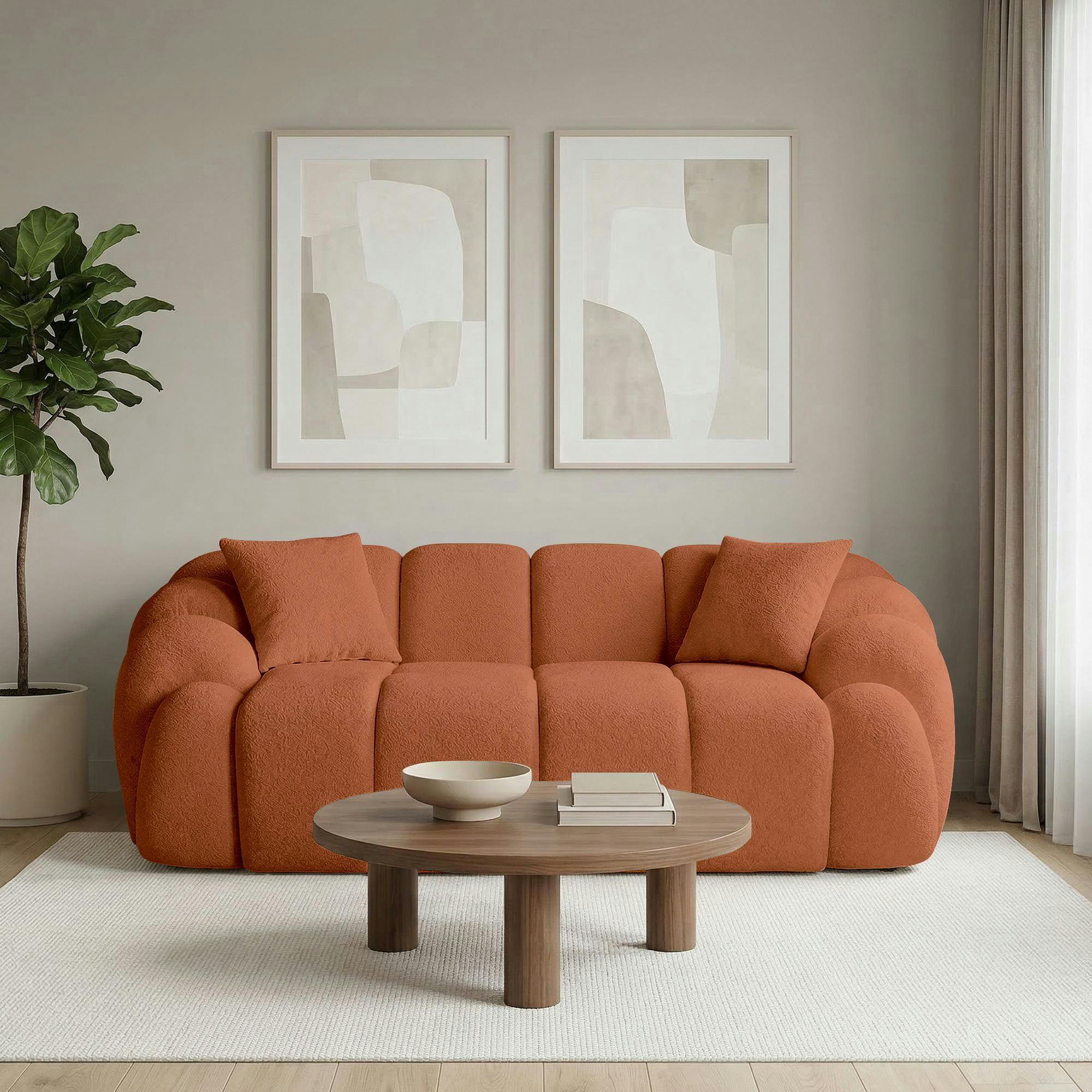 Canapé 2 places terracotta design arrondi ONDA