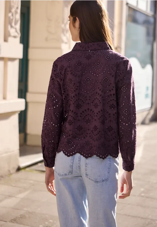 Langarm Bluse mit Shiffleymuster