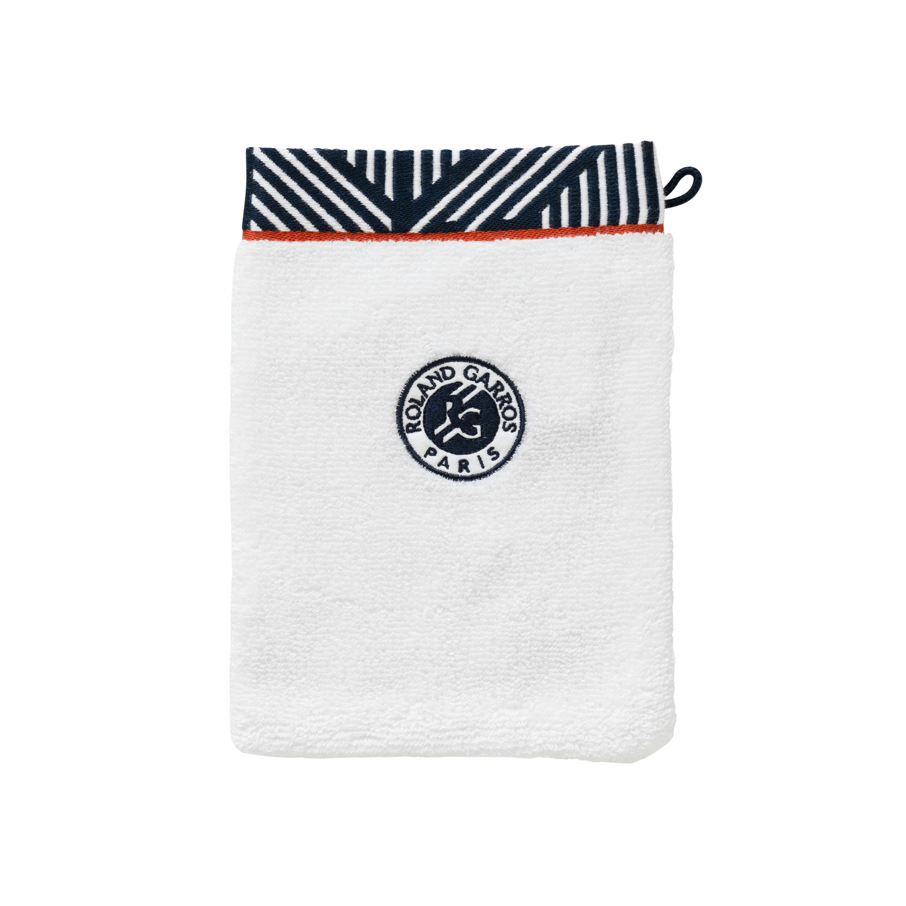 RG2023 - Gant de toilette coton bouclette brodé blanc 15 x 21 cm