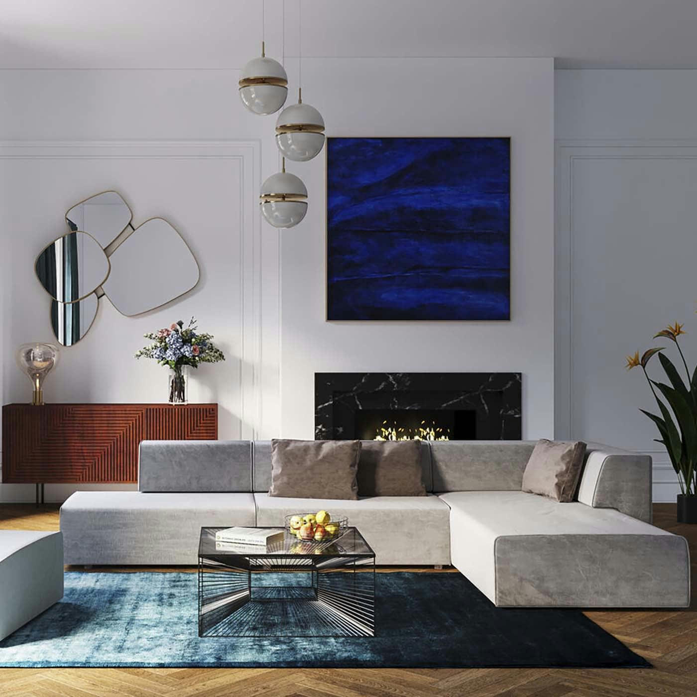 DIMENSION - Table basse carrée en verre et acier