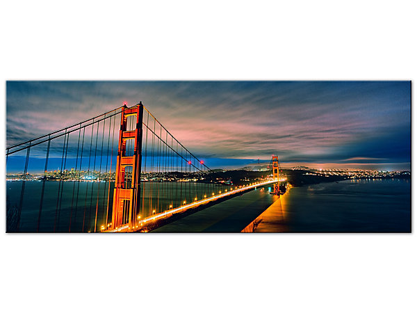 DECLINA, Tableau toile imprimée, Tableau toile panoramique Golden Gate Bridge , 150x60 cm