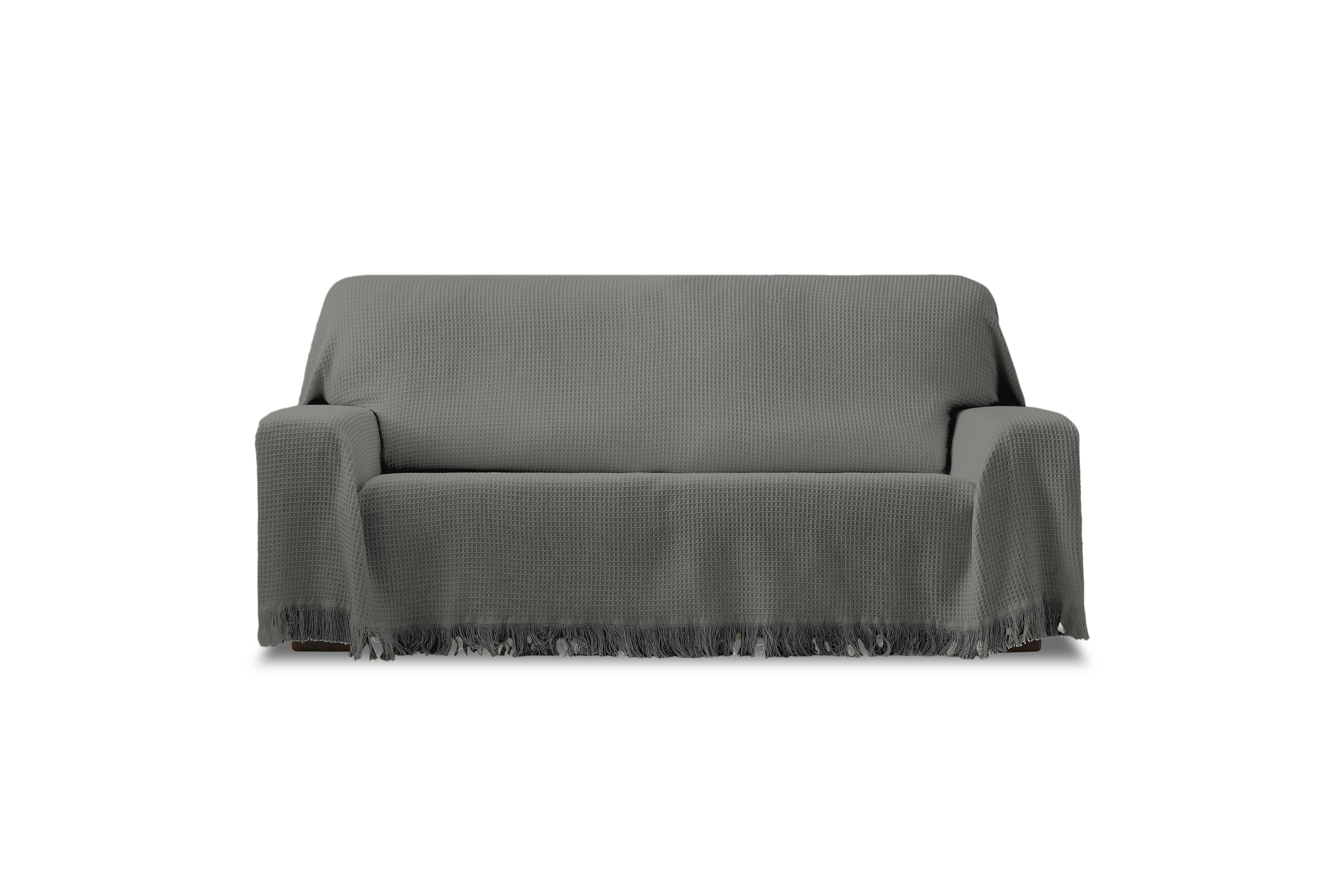 EYSA - Plaid polyvalent gris foncé 230 cm (Mesures comptant les franges)