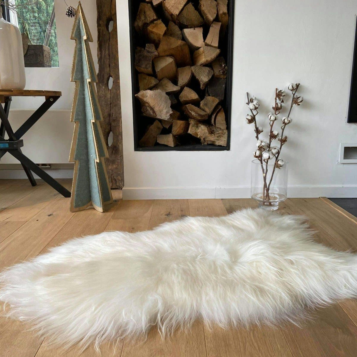 - Tapis en peau de mouton islandais blanc 65x105 cm