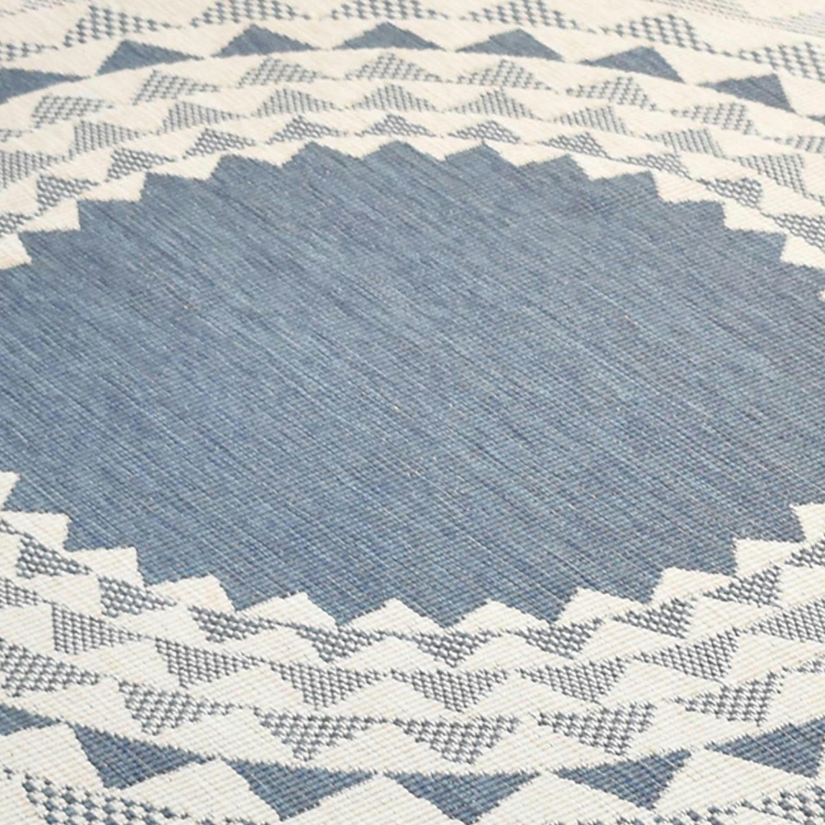 EXT HAYA REVERSIBLE ROND - Tapis extérieur bleu 240x240 rond