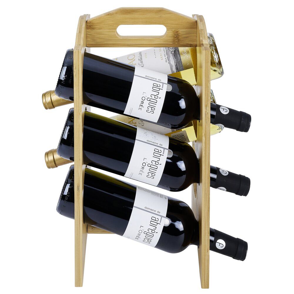 Range bouteille vertical 6 emplacements bambou 40x20xH17,8cm
